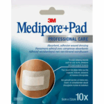 3M MEDIPORE PAD STERILE ADHESIVE DRESSING WITH ABSORBENT COMPRESS 10 DRESSINGS OF 5X7 2CM
