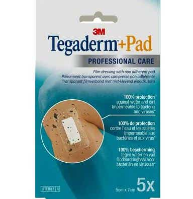 3M TEGADERM PAD TRANSPARENT DRESSING STERILE ADHESIVE WITH COMPRESS 5 DRESSINGS OF 5X7CM
