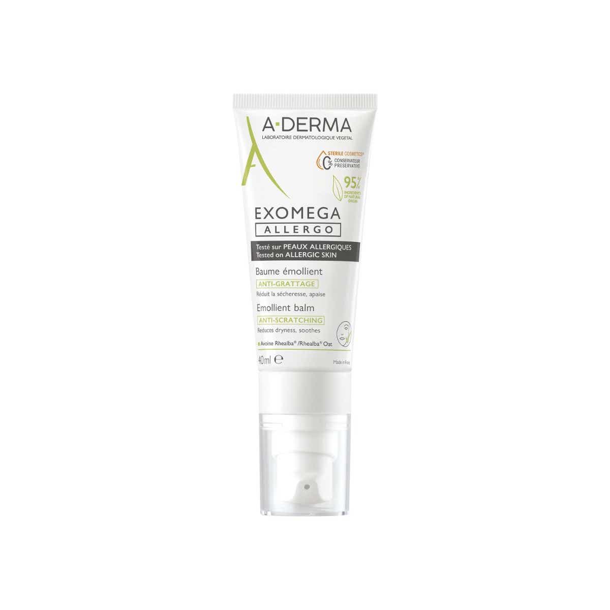 A DERMA EXOMEGA ALLERGO ANTI-SCRATCHING EMOLLIENT BALM FOR FACE AND BODY DRY SKIN PRONE TO ATOPIC ECZEMA 40ML
