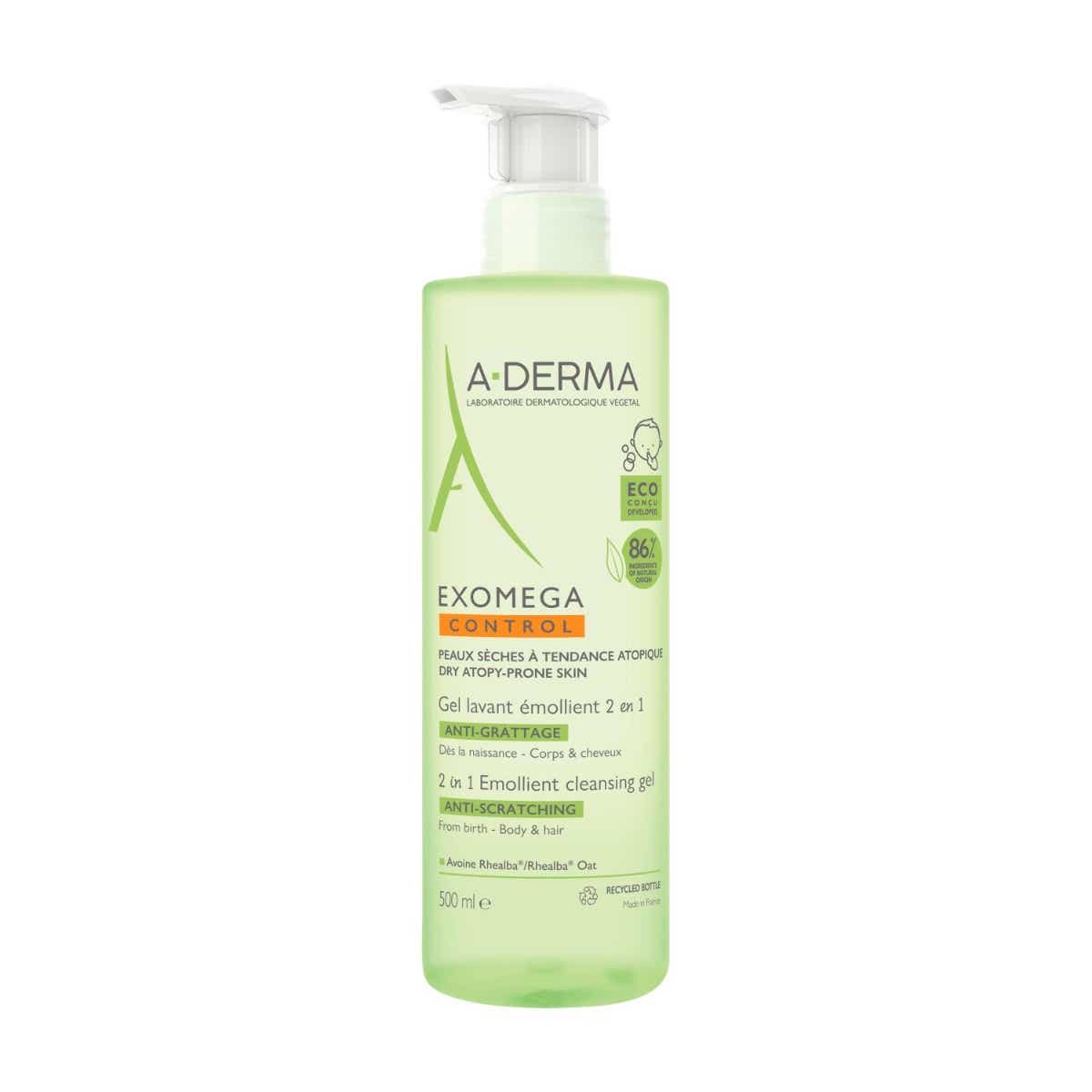 A DERMA EXOMEGA 2 IN 1 EMOLLIENT WASHING GEL FOR BODY AND HAIR 500ML