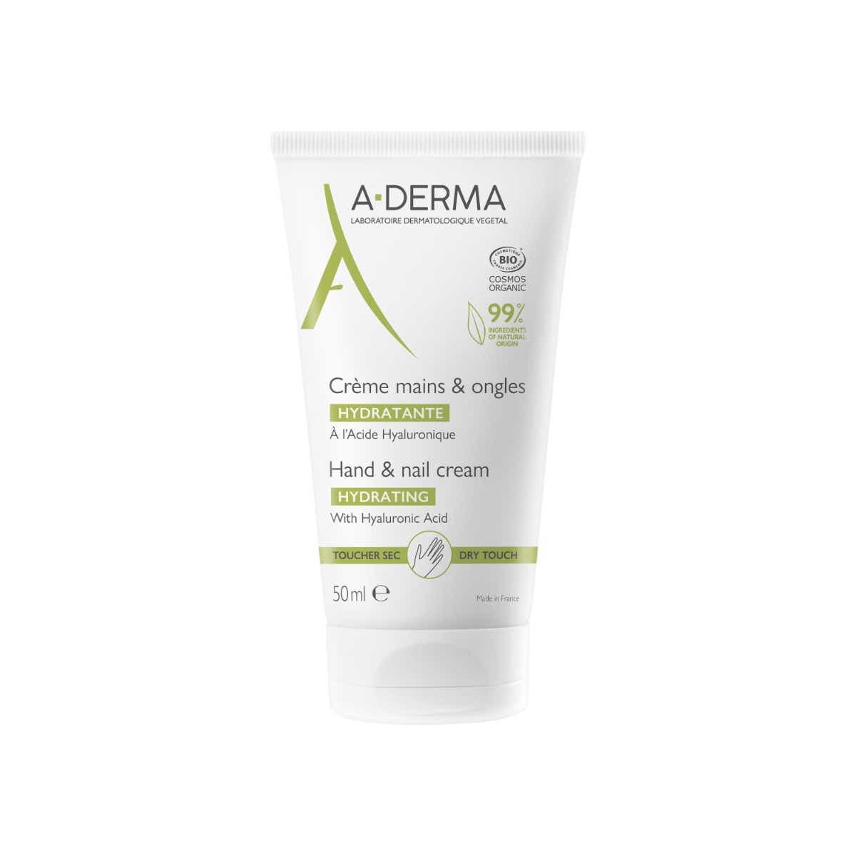 A DERMA THE ESSENTIALS MOISTURIZING HAND AND NAIL CREAM WITH HYALURONIC ACID 50ML