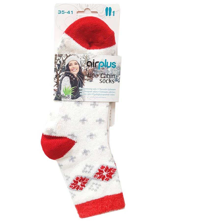 AIR PLUS ALOE CABIN MOISTURIZING SOCKS RED FLAKES SIZE 35 41 1 PAIR
