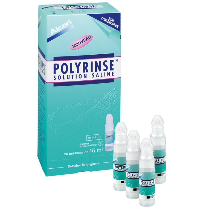 ALCON POLYRINSE SALINE SOLUTION 30 SINGLE DOSE OF 15 ML