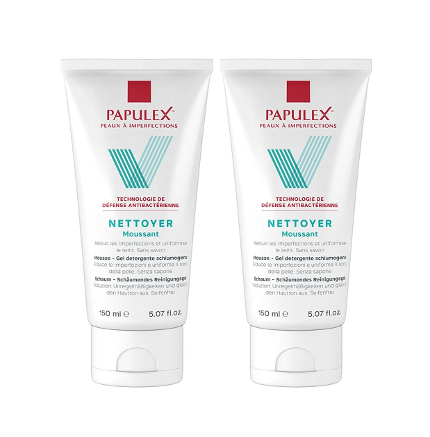 ALLIANCE PHARMA PAPULEX DUO FOAMING CLEANSER GEL 2X150 ML