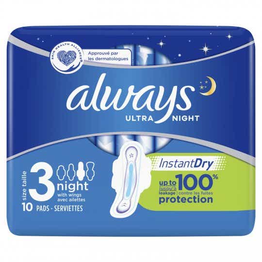 ALWAYS NIGHT SANITARY TOWELS 10 UNITS