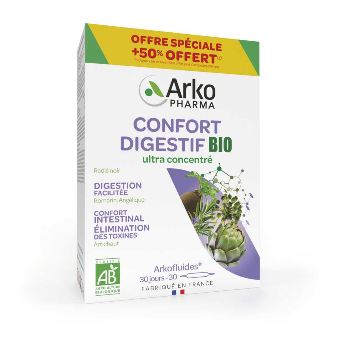 ARKOPHARMA ARKOFLUIDES ORGANIC DIGESTIVE COMFORT 20 BULBS 10 FREE