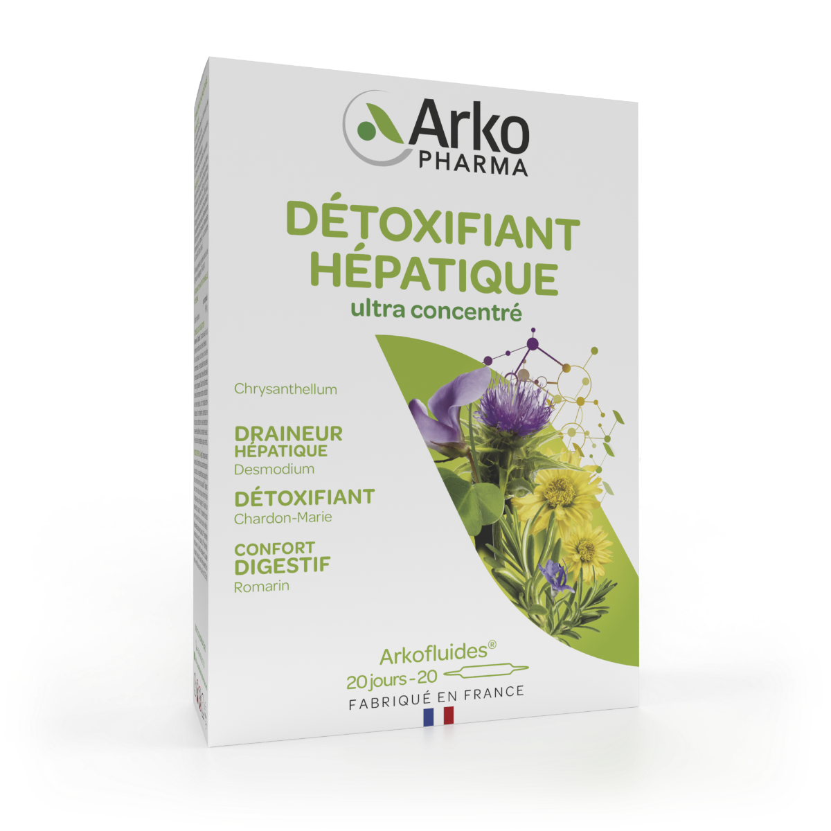 ARKOPHARMA ARKOFLUIDES HEPATIC DETOXIFIER 20 AMPOULES OF 10ML