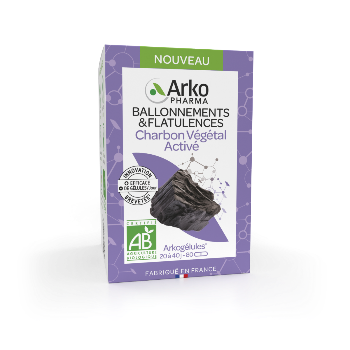 ARKOPHARMA ARKOCAPS ORGANIC VEGETABLE CHARCOAL 80 GEL