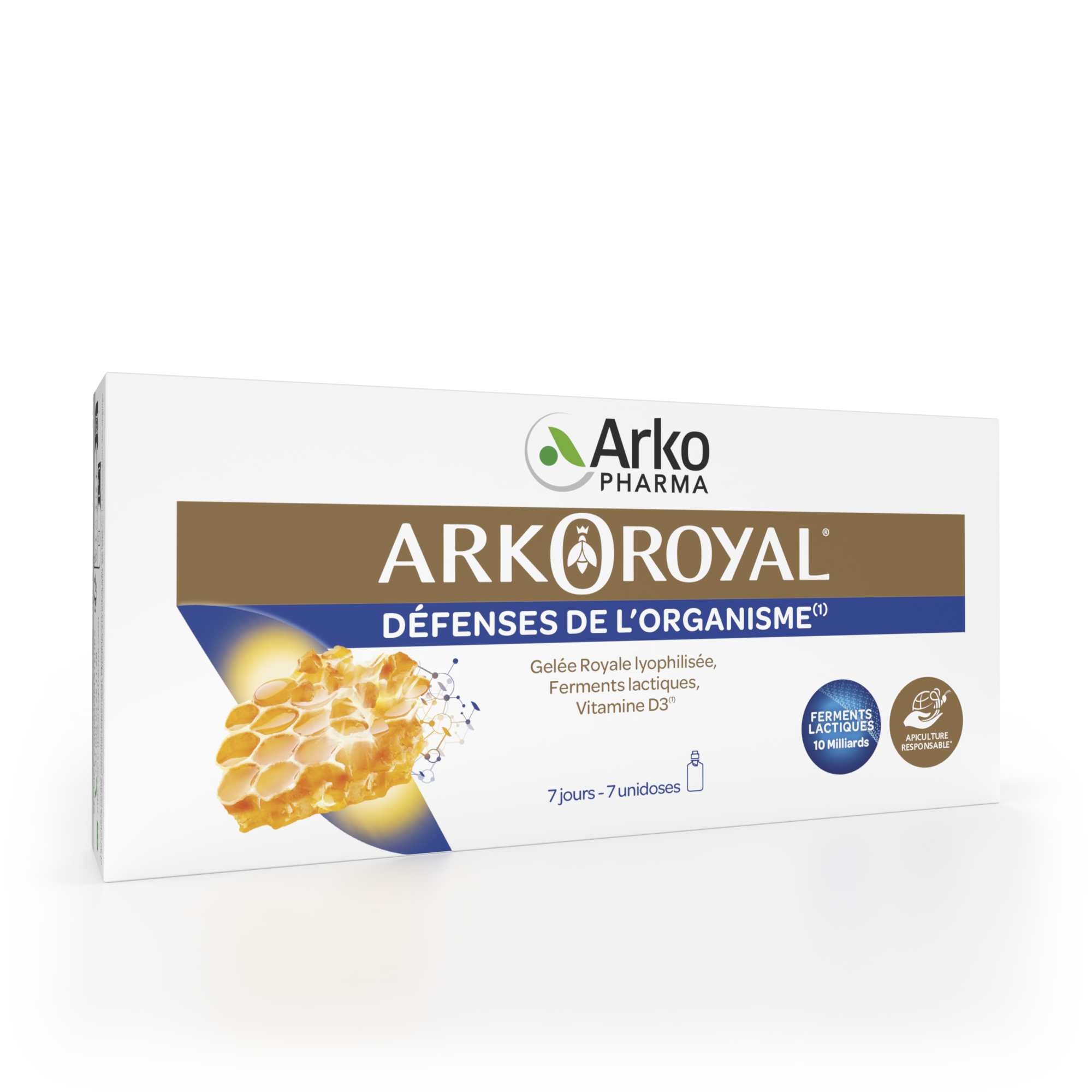 ARKOPHARMA ARKOROYAL ROYAL JELLY LACTIC FERMENTS VITAMIN D3 7 SINGLE DOSE TO DRINK