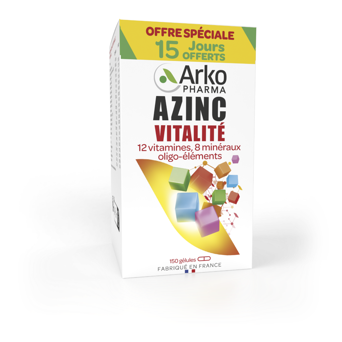 ARKOPHARMA AZINC VITALITE VITAMINS MINERALS AND OLIGO ELEMENTS 120 CAPSULES 30 FREE