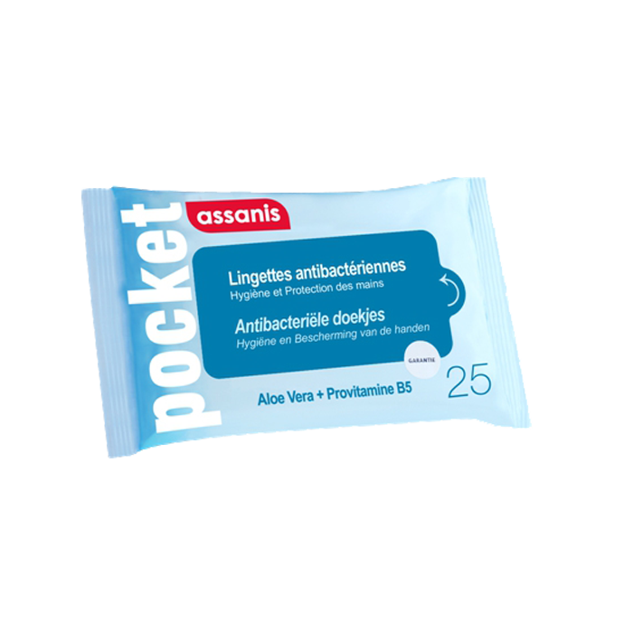 ASSANIS POCKET ANTIBACTERIAL WIPES 25 UNITS