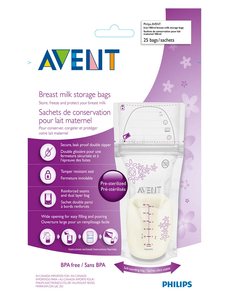 AVENT STORAGE BAGS FOR BREAST MILK 25X180ML