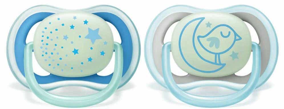 AVENT ULTRA AIR NIGHT ORTHODONTIC PACIFIERS FROM 6 TO 18 MONTHS RANDOM COLORS 2 PACIFIERS
