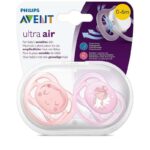 AVENT ULTRA AIR PINK ORTHODONTIC PACIFIERS 0 TO 6 MONTHS 2 PACIFIERS