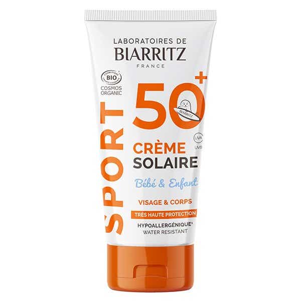 BIARRITZ SUN CARE BABY CHILD SPORT SUN CREAM SPF50 ORGANIC FACE AND BODY SENSITIVE SKIN 50ML