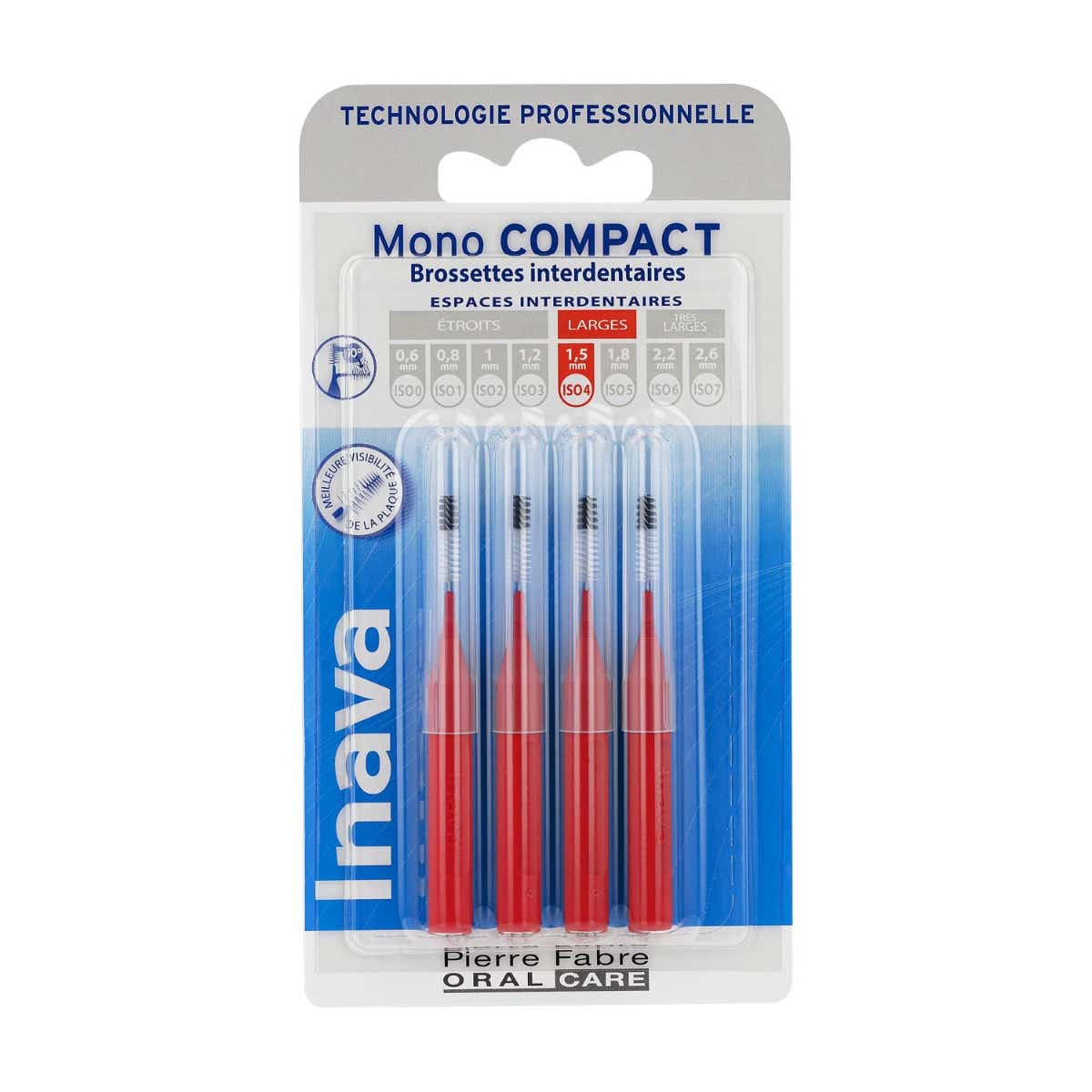 INTERDENTAL BRUSHES MONO COMPACT RED LARGE 4 UNITS