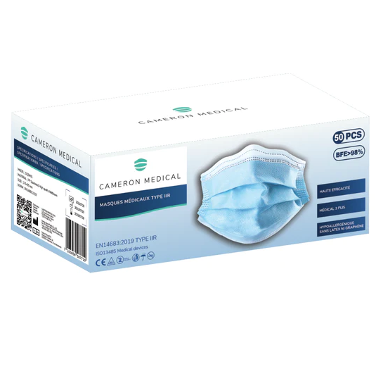 CAMERON MEDICAL BLUE SURGICAL MASK TYPE IIR 50 PIECES