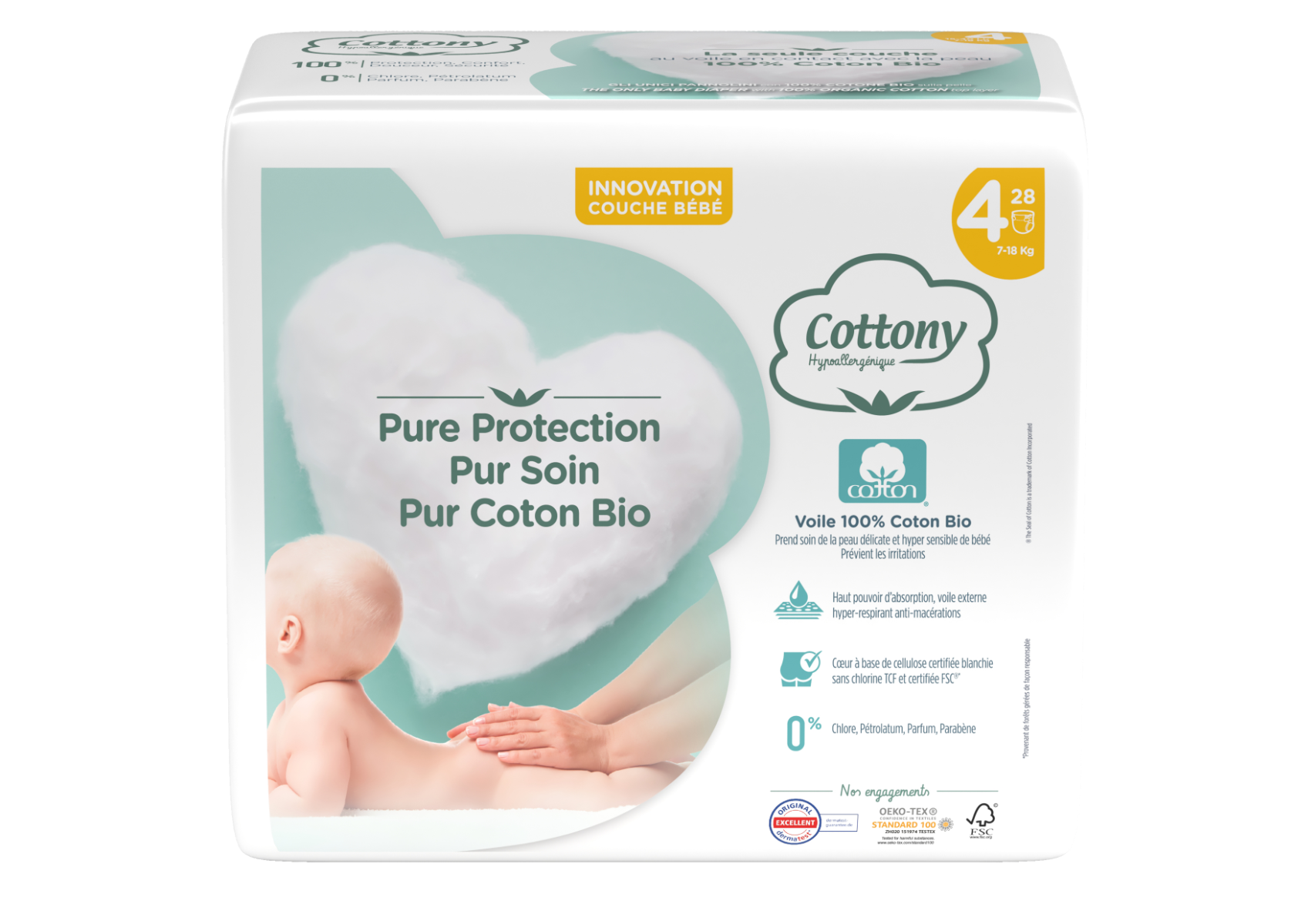 COTTONY ORGANIC COTTON DIAPERS SIZE 4 PACK OF 28 DIAPERS