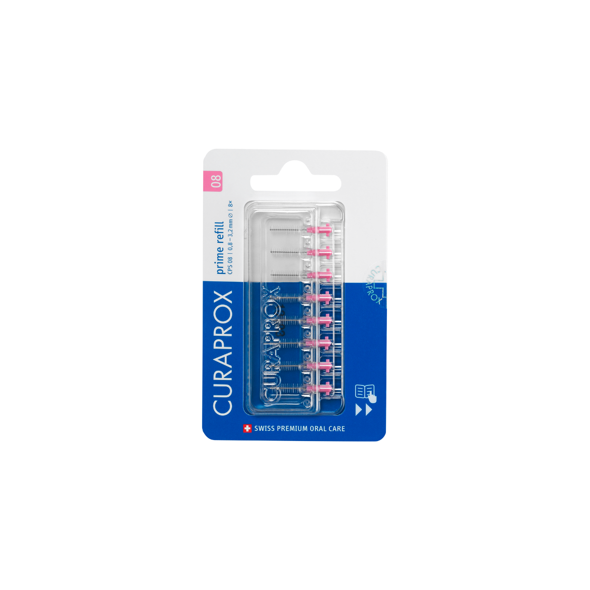 CURAPROX CPS 08 PRIME REFILL PINK INTERDENTAL BRUSHES X8