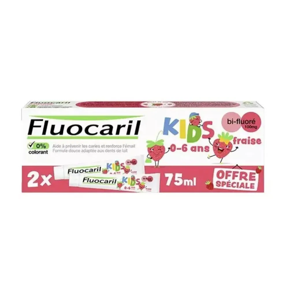 KIDS GEL TOOTHPASTE STRAWBERRY FLAVOR 3 6 YEARS 2X50ML