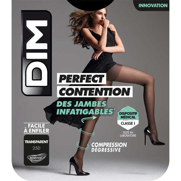 DIM PERFECT CONTENTION TRANSPARENT BLACK COMPRESSION TIGHTS 25D SIZE 3