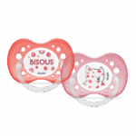 DODIE ANATOMICAL SILICONE PACIFIERS WITH RING PINUP PRINCESS COLLECTION 18 MONTHS 2 PACIFIERS