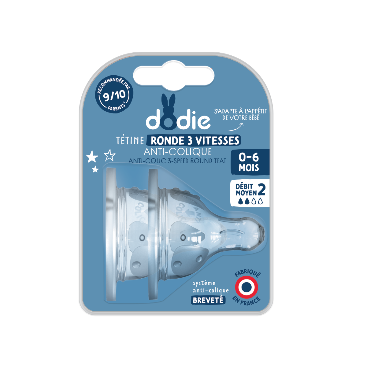 DODIE TEAT 0 6 MONTHS WIDE FLOW COLLAR 2 2 UNITS