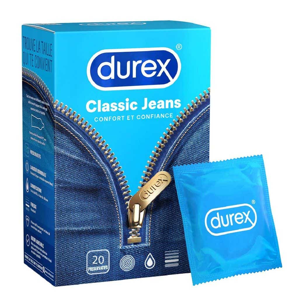DUREX CLASSIC JEANS EXTRA LUBRICATED CONDOMS 20 UNITS