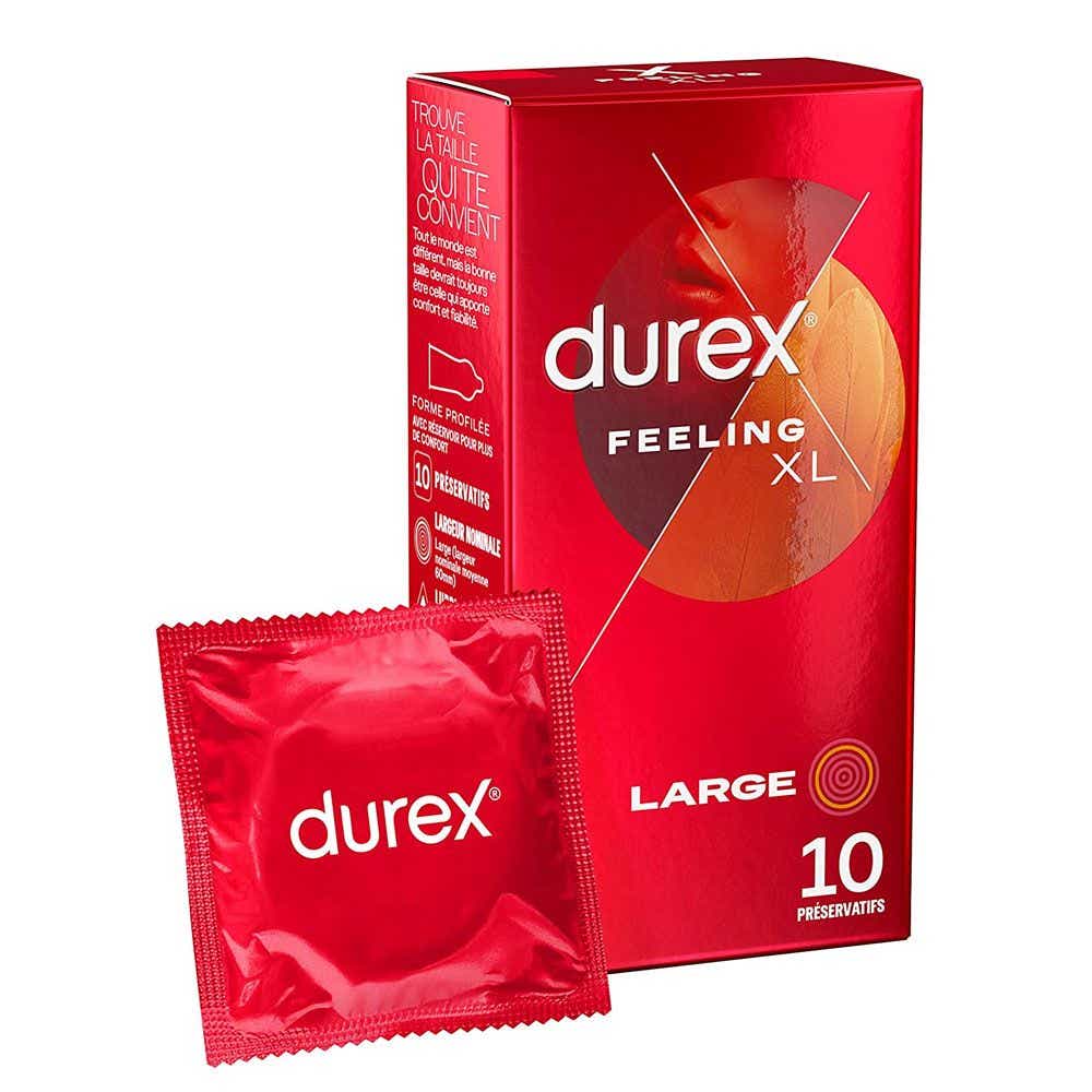 DUREX FEELING XL THIN AND EXTRA LUBRICATED CONDOMS 10 UNITS