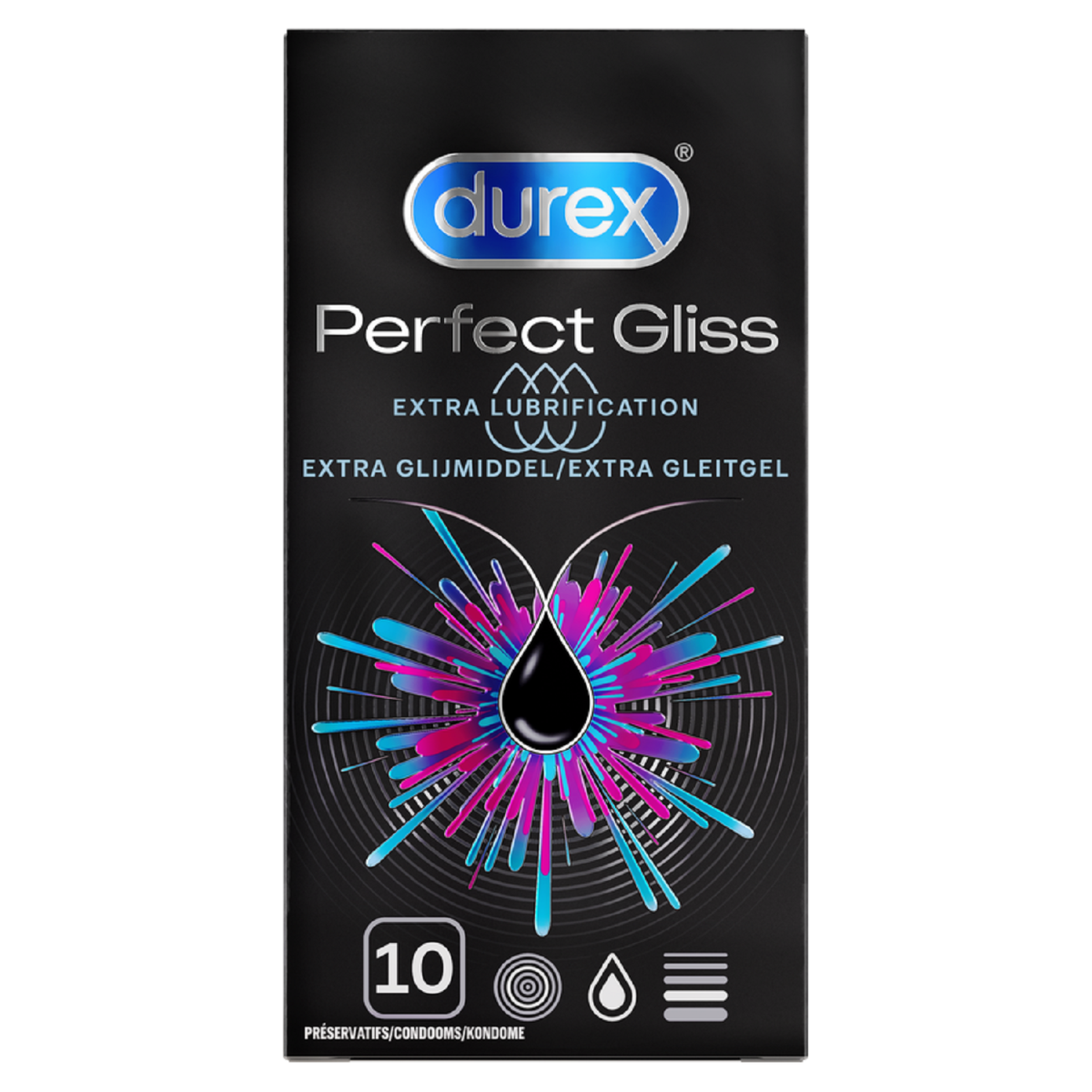 DUREX CONDOMS PERFECT GLISS EXTRA LUBRICATION 10 UNITS