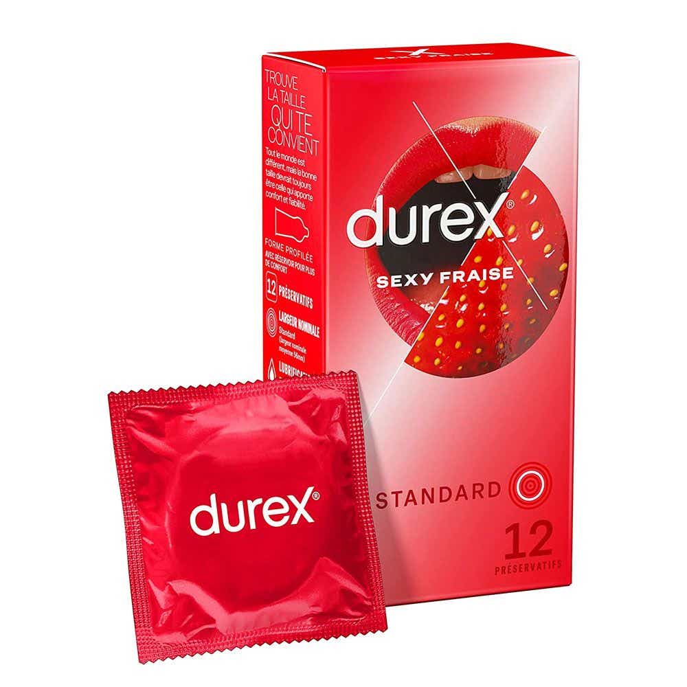 DUREX SEXY STRAWBERRY EXTRA LUBRICATED CONDOMS STRAWBERRY FLAVOR 12 UNITS