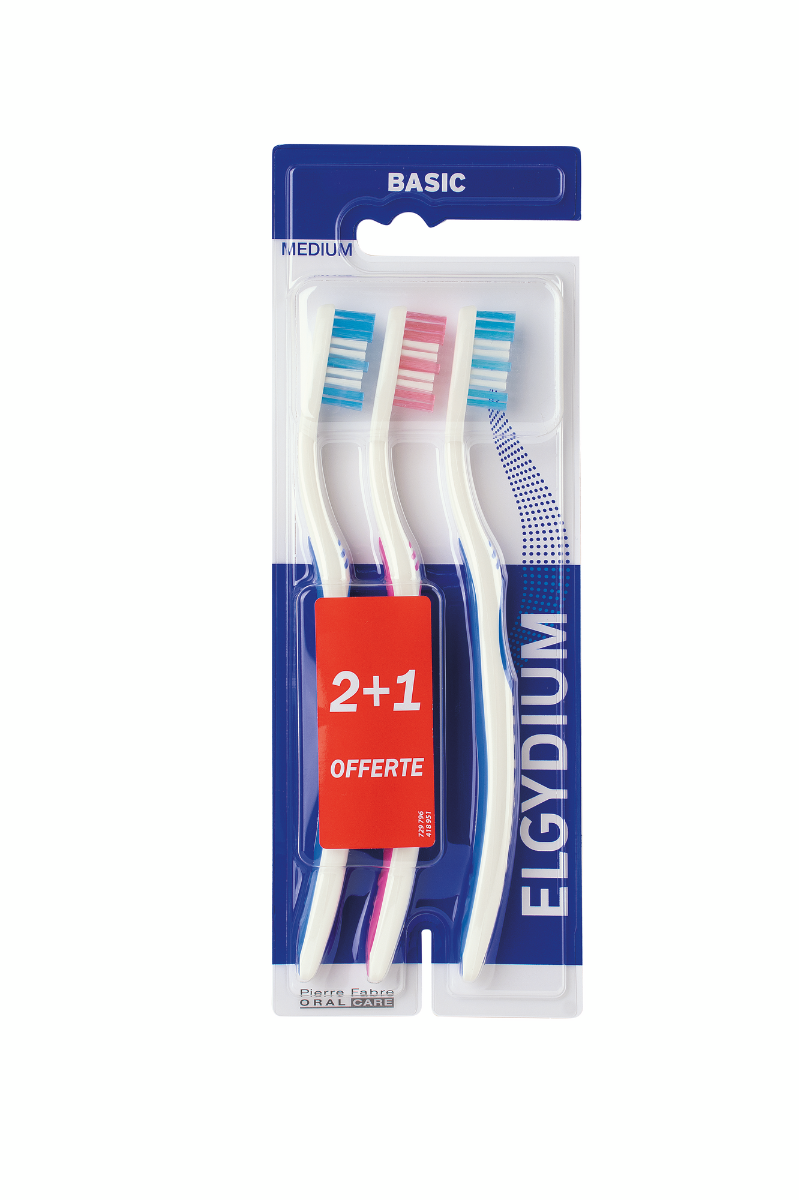 ELGYDIUM BASIC TOOTHBRUSH MEDIUM 2 1 FREE