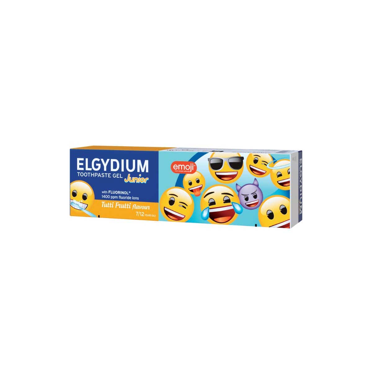 ELGYDIUM JUNIOR TOOTHPASTE 7 12 YEARS EMOJI AROMA TUTTI FRUTTI 50ML