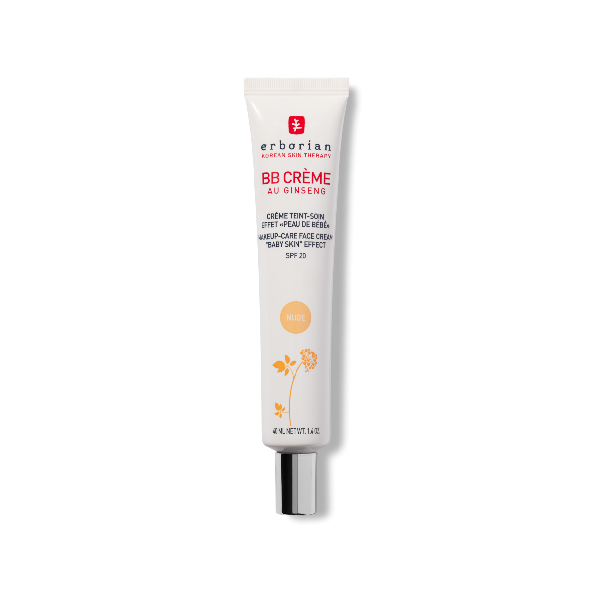 ERBORIAN BB CREAM WITH GINSENG SPF 20 NUDE SHADE ALL SKIN TYPES 40ML