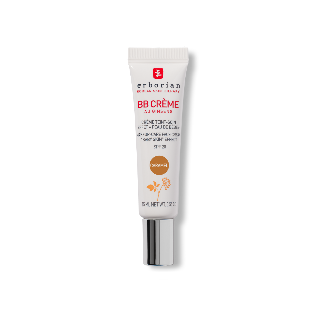 ERBORIAN BB CREAM WITH GINSENG SPF20 CARAMEL TINT ALL SKIN TYPES 15ML
