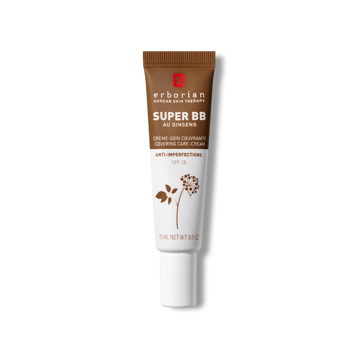 ERBORIAN SUPER BB CREAM ANTI IMPERFECTION COVERING CARE CHOCOLATE TINTED SPF20 SKIN WITH IMPERFECTIONS 15ML
