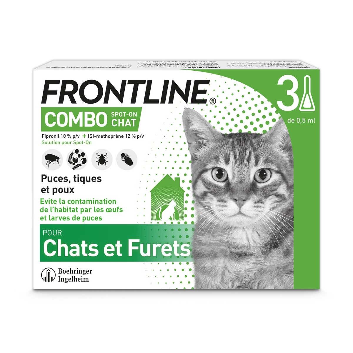 FRONTLINE COMBO SPOT ON CATS 3 PIPETTES OF 05ML
