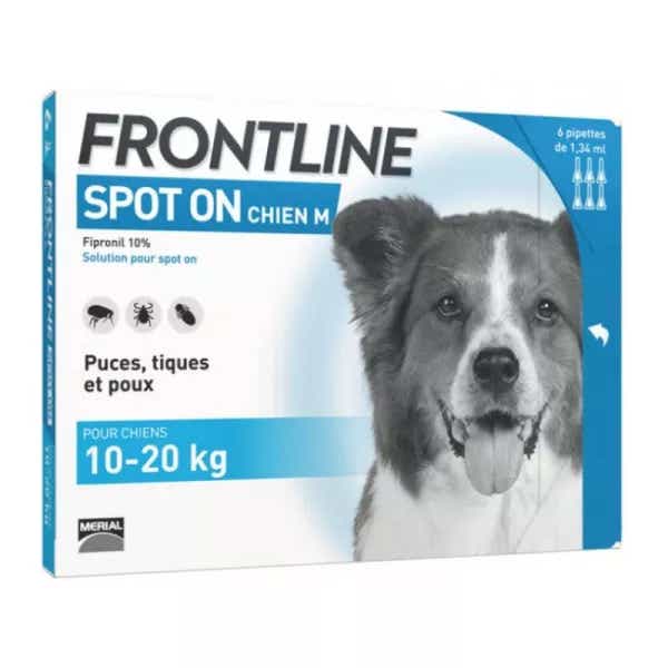 FRONTLINE SPOT ON DOGS 10 TO 20KG 6 PIPETTES OF 1 34ML