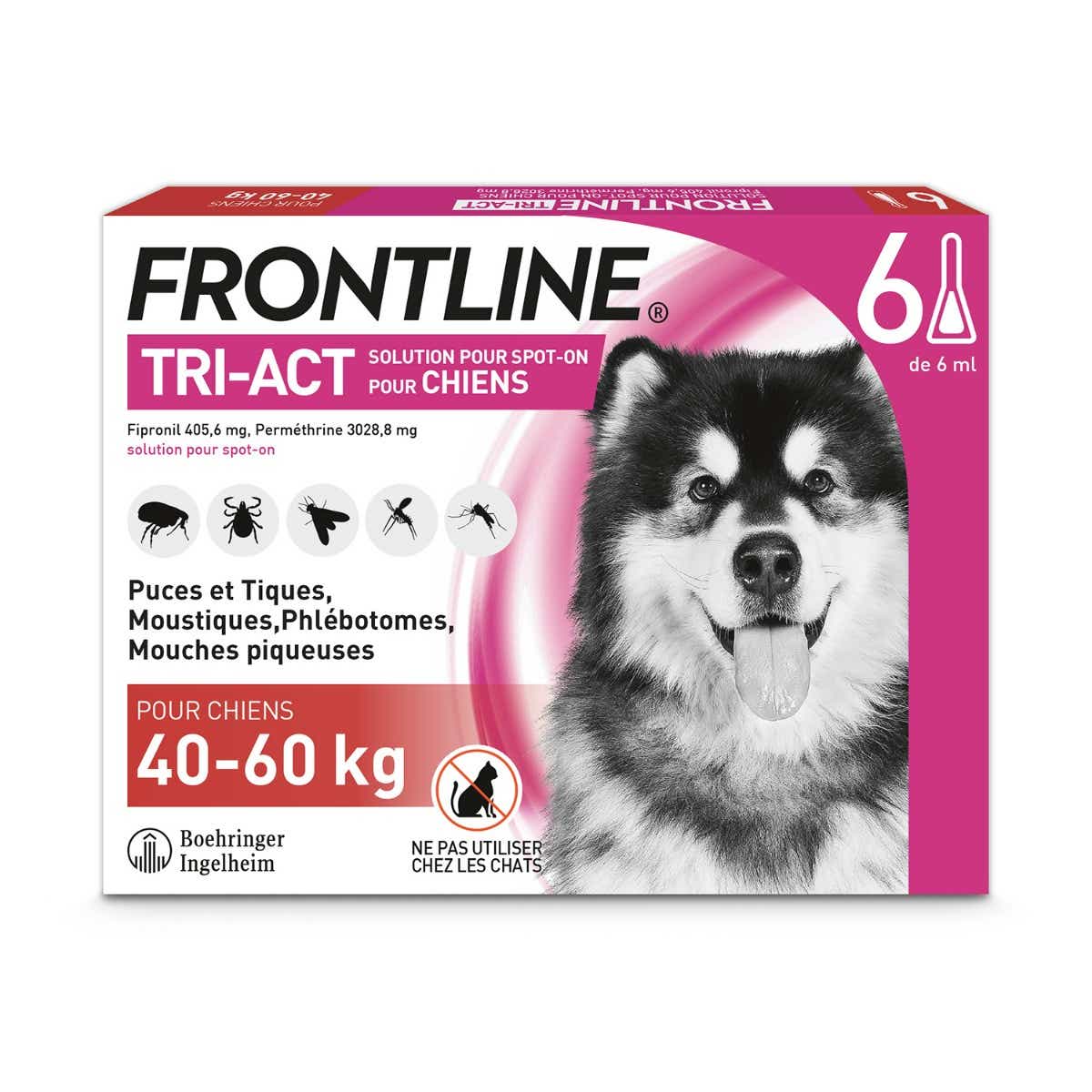 FRONTLINE TRI ACT SPOT ON DOGS 40 TO 60KG 6 PIPETTES OF 6ML 19534