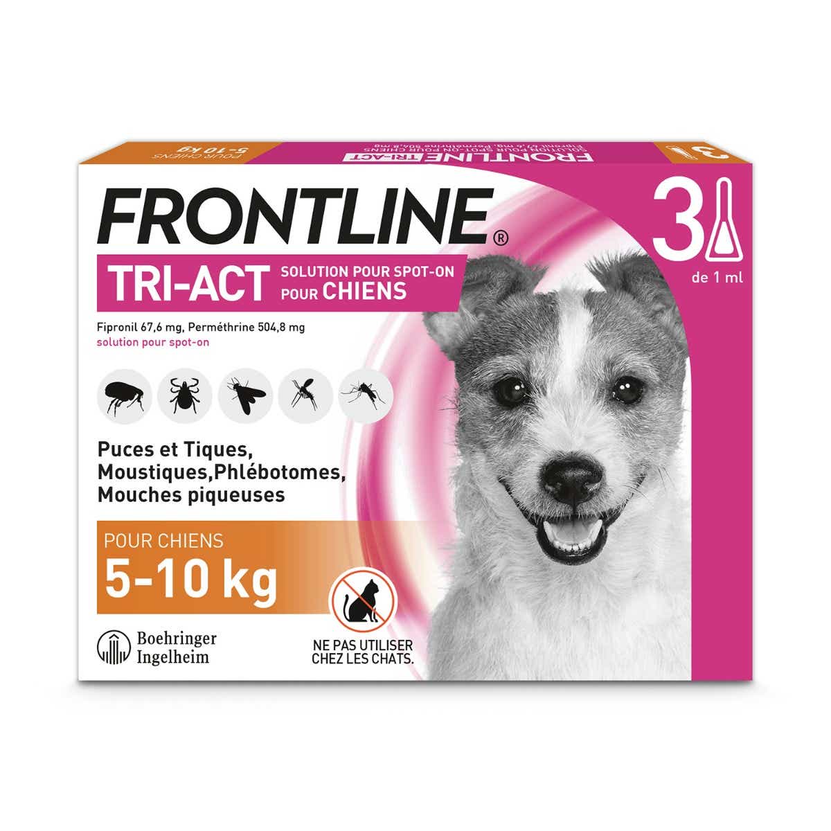FRONTLINE TRI ACT SPOT ON DOGS 5 TO 10KG 3 PIPETTES OF 1ML