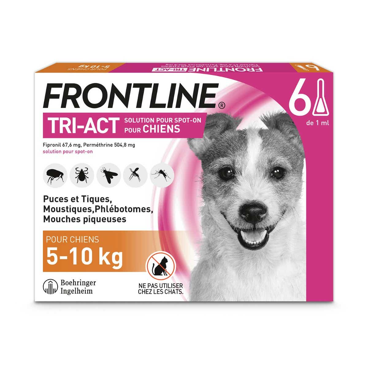 FRONTLINE TRI ACT SPOT ON DOGS 5 TO 10KG 6 PIPETTES OF 1ML