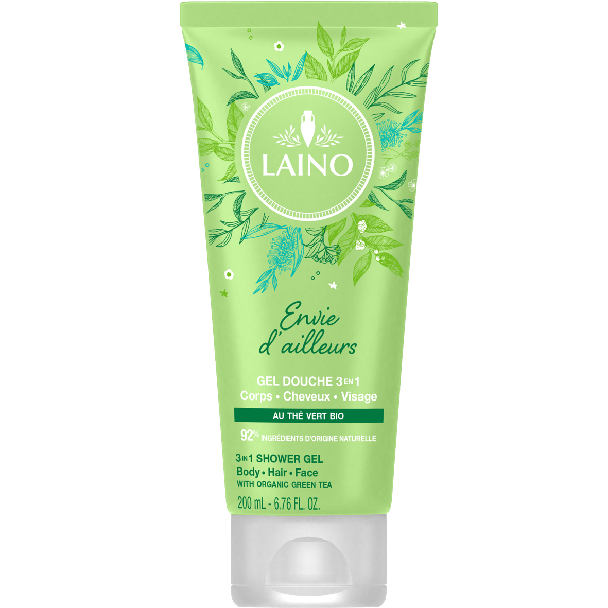 3IN1 SHOWER GEL BODY FACE HAIR LONG FOR ELSEWHERE WITH ORGANIC GREEN TEA 200ML