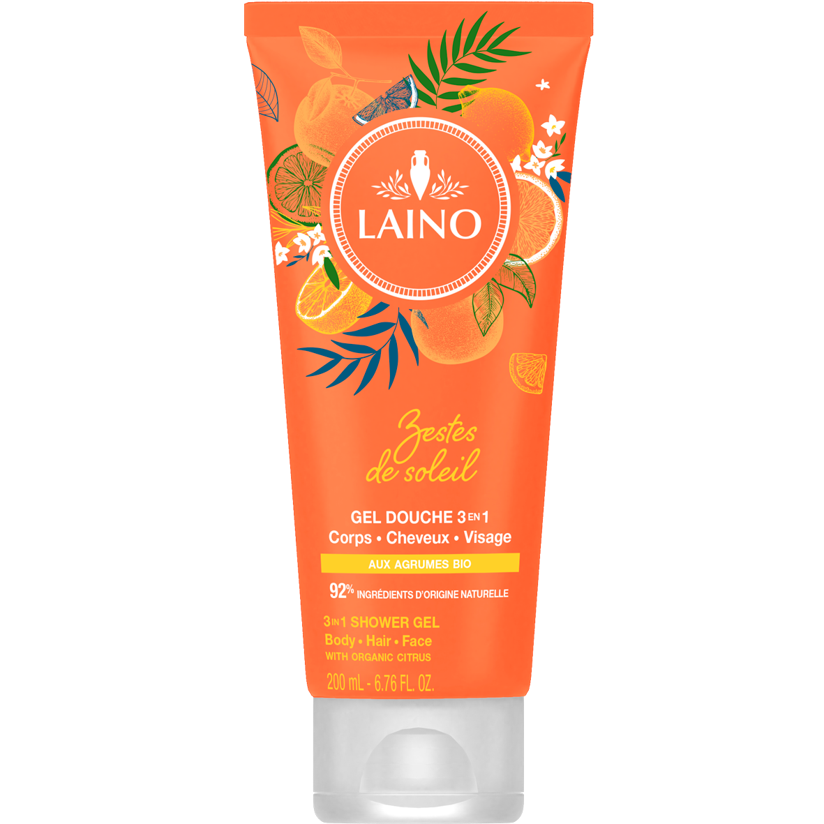 3IN1 SHOWER GEL BODY FACE HAIR SUN ZEST WITH ORGANIC CITRUS 200ML