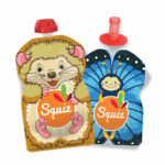 REUSABLE BUTTERFLY HEDGEHOG BOTTLES 1X90ML 1X130ML 1 SQUIZ TOP TIP