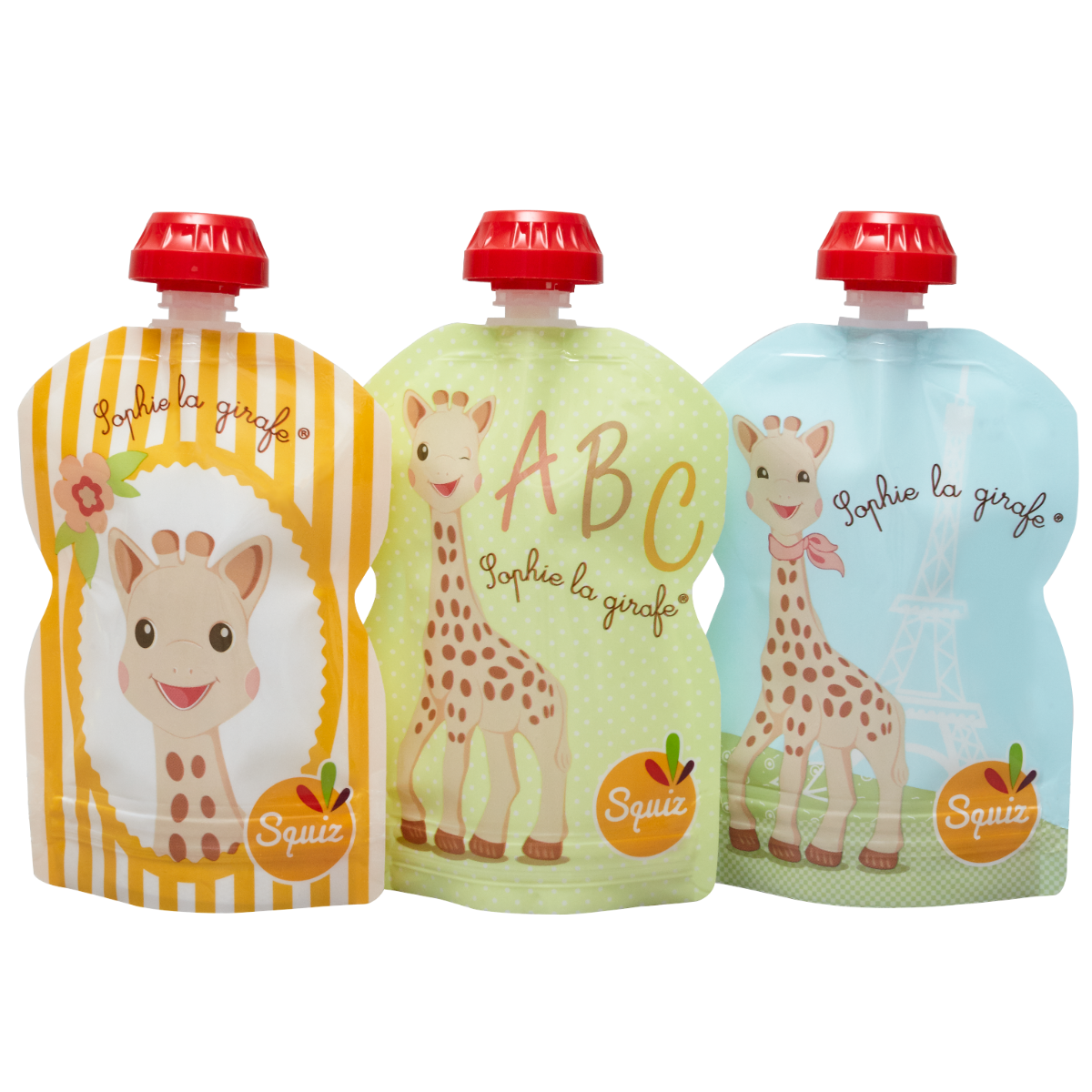 REUSABLE BOTTLES SOPHIE LA GIRAFE 3X90ML 1 SQUIZ ZIP
