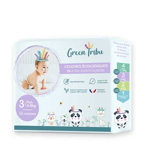 GREEN TRIBU ECOLOGICAL DIAPERS MIDI SIZE 3 FROM 4 TO 9 KG 26 DIAPERS