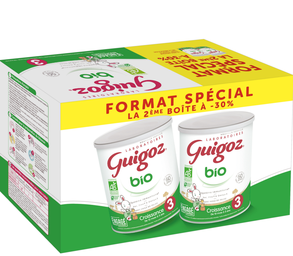 GUIGOZ BIO ORGANIC GROWTH MILK FROM 10 MONTHS TO 3 YEARS 2X800G