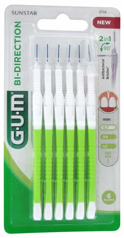 GUM BI DIRECTION INTERDENTAL BRUSHES 2114 07MM 6UNITS