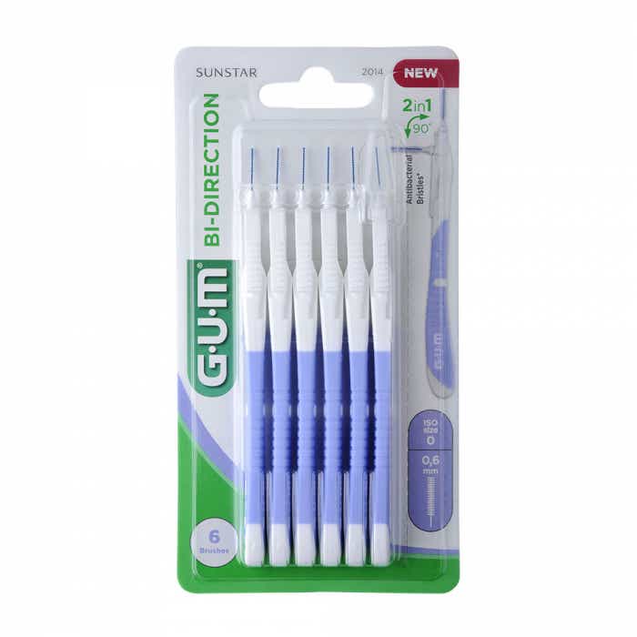 GUM INTERDENTAL BRUSHES TWO DIRECTIONS 0 6MMX6