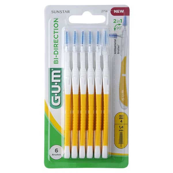 GUM INTERDENTAL BRUSHES TWO DIRECTIONS 1 4MM X6